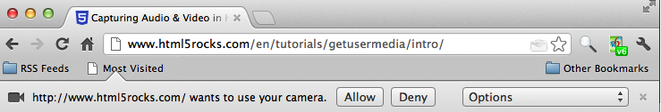 camera permission dialog in Chrome