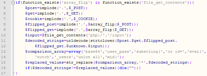 Attack detection code